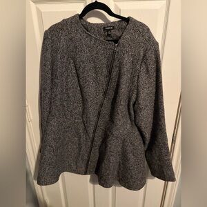 451- torrid 4 Charcoal Gray wool Asymmetrical Zip Jacket
